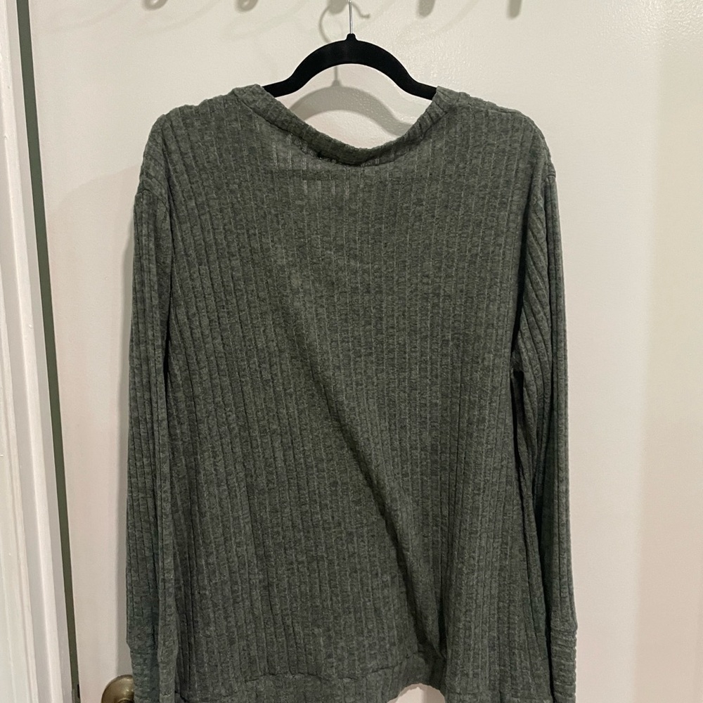 Green Ribbed Long Sleeve Sweater